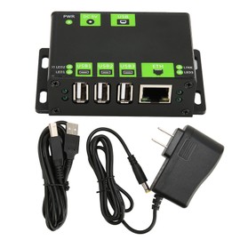 Industrial Grade USB HUB Multifunctional Metal Case 3 Way USB 100M Network Port Expansion Hub Adapter 100‑240V US Plug