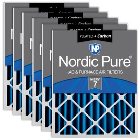 Nordic Pure 20x25x4 (19_1/2 x 24_1/2 x 3_5/8) Pleated Air Filters MERV 7 Plus Carbon 6 Pack