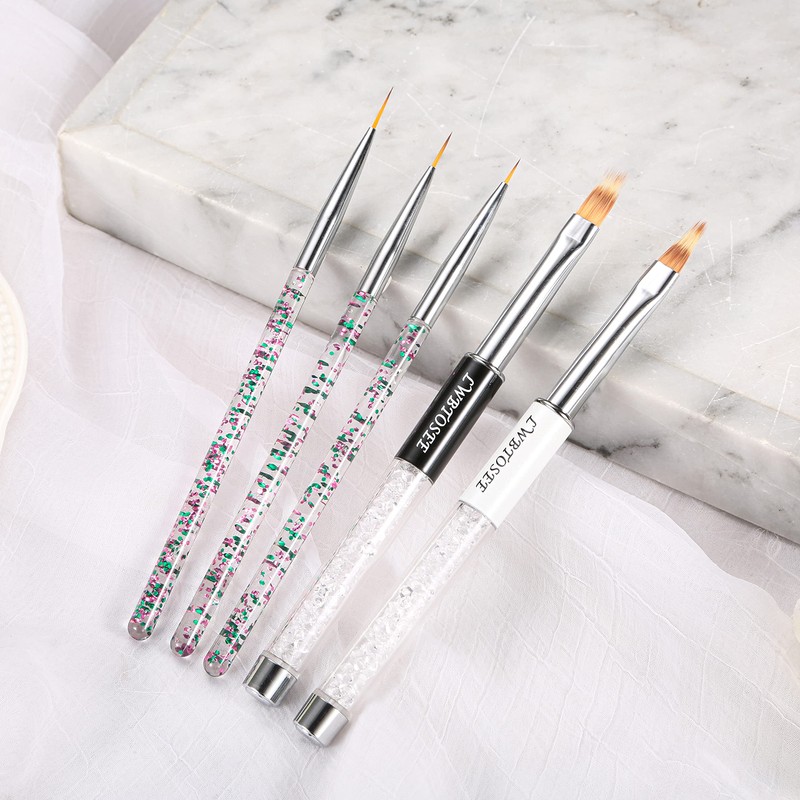 LWBTOSEE 5 Pcs Professional Nail Art Brushes UV Gel Builder