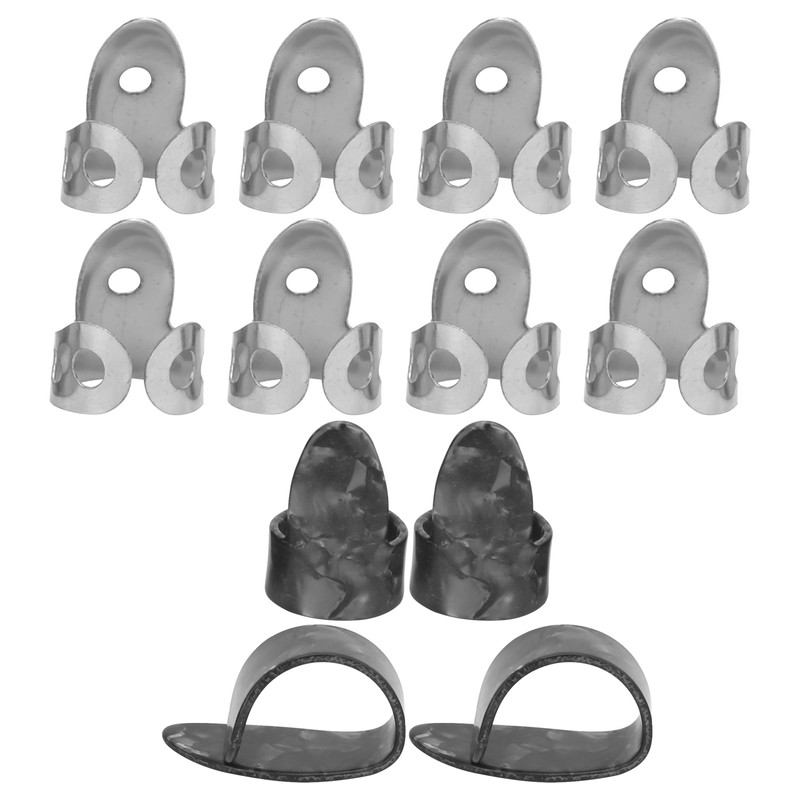 12Pcs Finger Picks Metal Celluloid Index Thumb Cots Guitar Playing