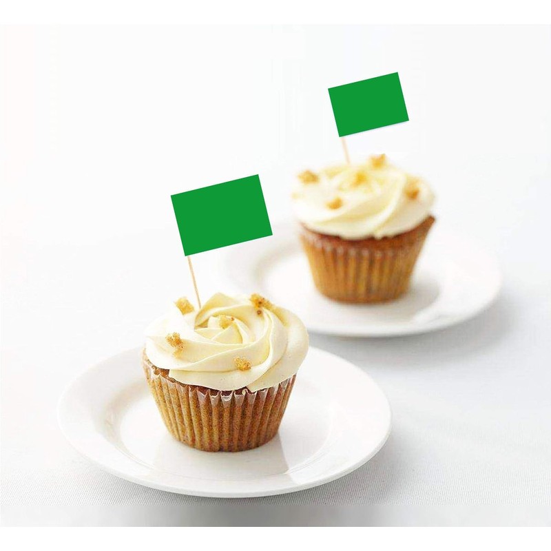 100 Pcs Green Flag Blank Toothpick Flag Small Mini Labeling