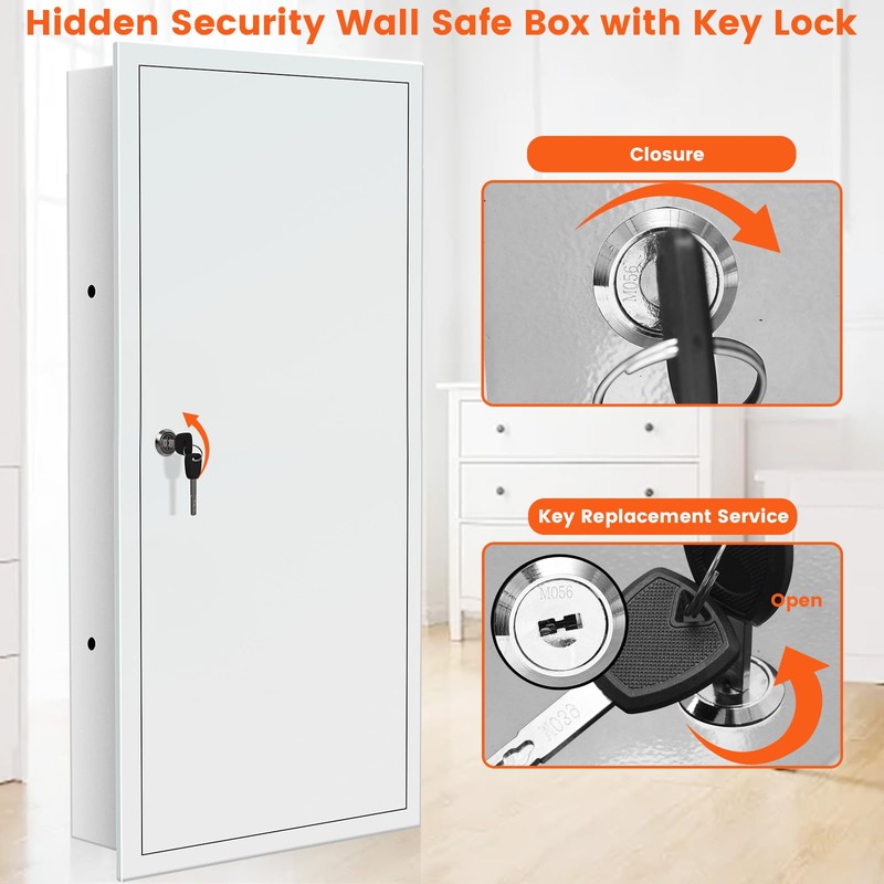 29.53" Tall White Wall Safes Between 16" Studs | 33%