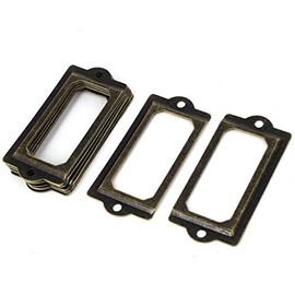 LGEGE 30pcs Brozen Tone Office Library File Drawer Tag Antique Style Label Holder (70mmx33mm)