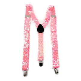 Cadoline Pink Mens Sequin Polyester Fancy Dress Suspenders 100 x 2.5cm