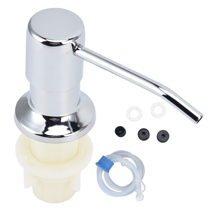 Sink Soap Dispenser Kit with Silicone Tube Stainless Steel Electroplating