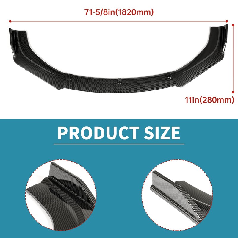 Kojem 3Pcs Front Bumper Lip Compatible with 2016-2021 Honda Civic