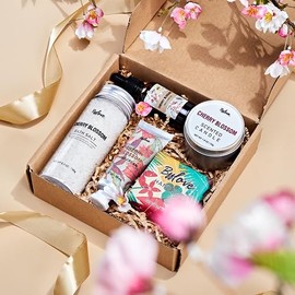 BFFLOVE - Juego de regalo para mujer, 5 piezas, regalos de spa de flor de cerezo para mujeres, cumpleaños, aniversario, regalos del día de la madre pa