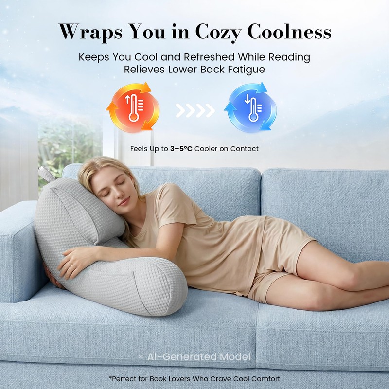 Amélie Home Cooling Reading Pillow with Arms for Adults, Breathable