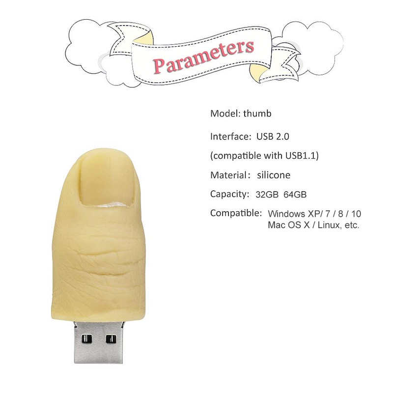 32GB USB Stick Thumb Shaped Memory Stick Interesting USB Flash