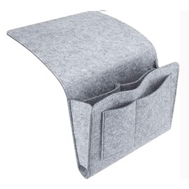 Amdonalo Bedside Organiser Bedside Pocket Bed Pocket Sofa Bedside Felt Storage Bag for Home Bed Rails, Sofa, Bunk Beds (Light gray)