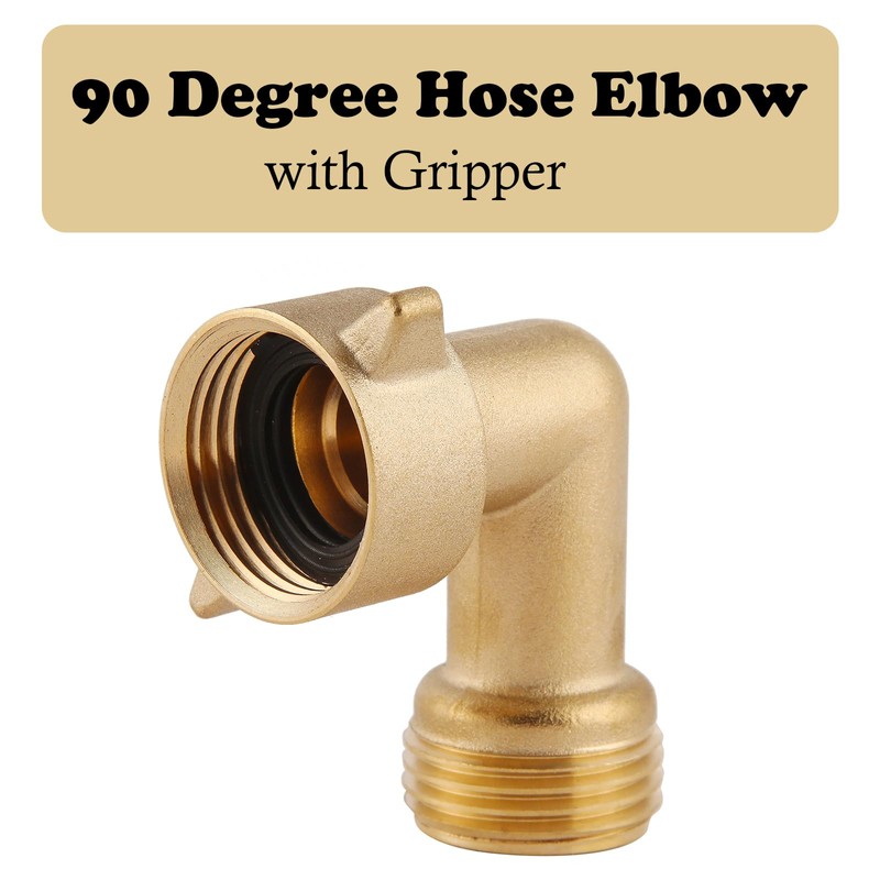 90-Degree Hose Elbow For RVs — Solid Brass Construction, Features