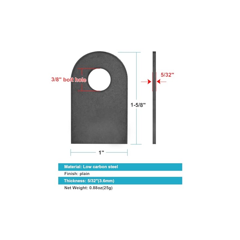 OTTFF 30 Pack Weld On Mounting Tab, Steel Basic Welding
