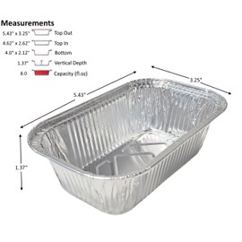 PACTOGO 8 oz. Aluminum Foil EXTRA-MINI Loaf Pans Small Disposable Miniature Bread Container – ½ Pound Baking Tin Liners, Perfect to Bake Cakes, Bread Loaves, and Meat - 5.4 x 3.25 x 1.3 (Pack of 10)
