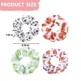 Basketball Football Hair Ties for Women Soccer Hair Scrunchies for Player Coaches Tennis Hair Bands for Girls Rugby Ponytail Holders for Team Member Sports Hair Accessories Decoration for Women 4Pcs