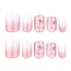 White Flower Press on Nails Short Square Fake Nails with