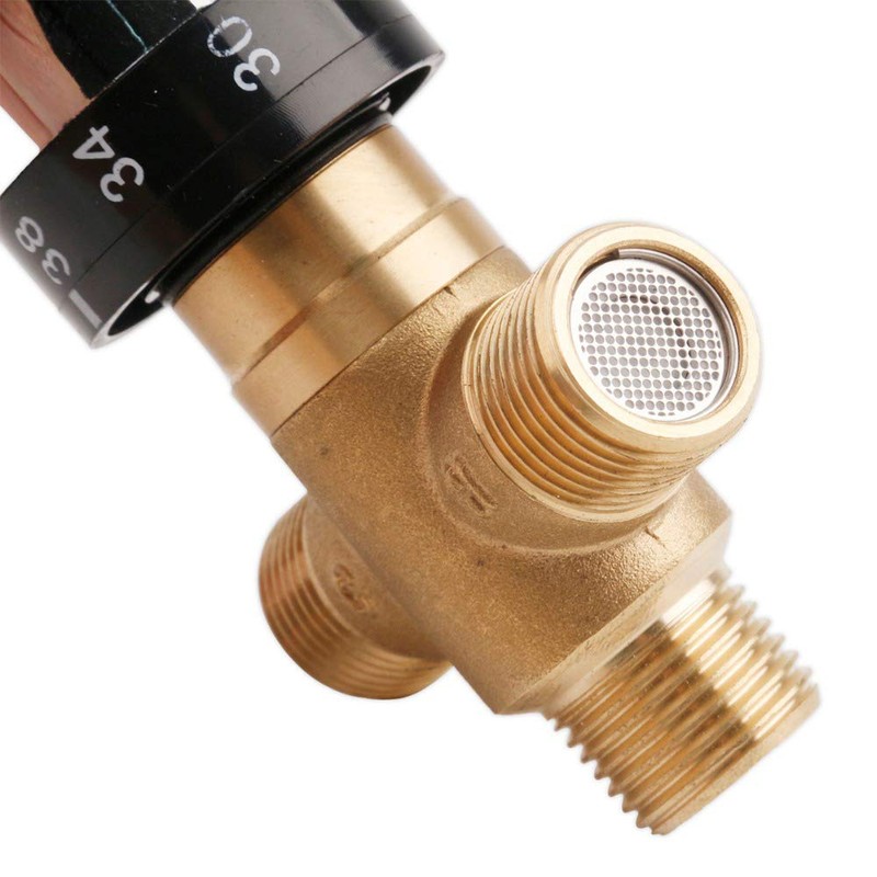 Brass Thermostatic Mixing Valve, 3 Way Water Temperature Pipe Basin
