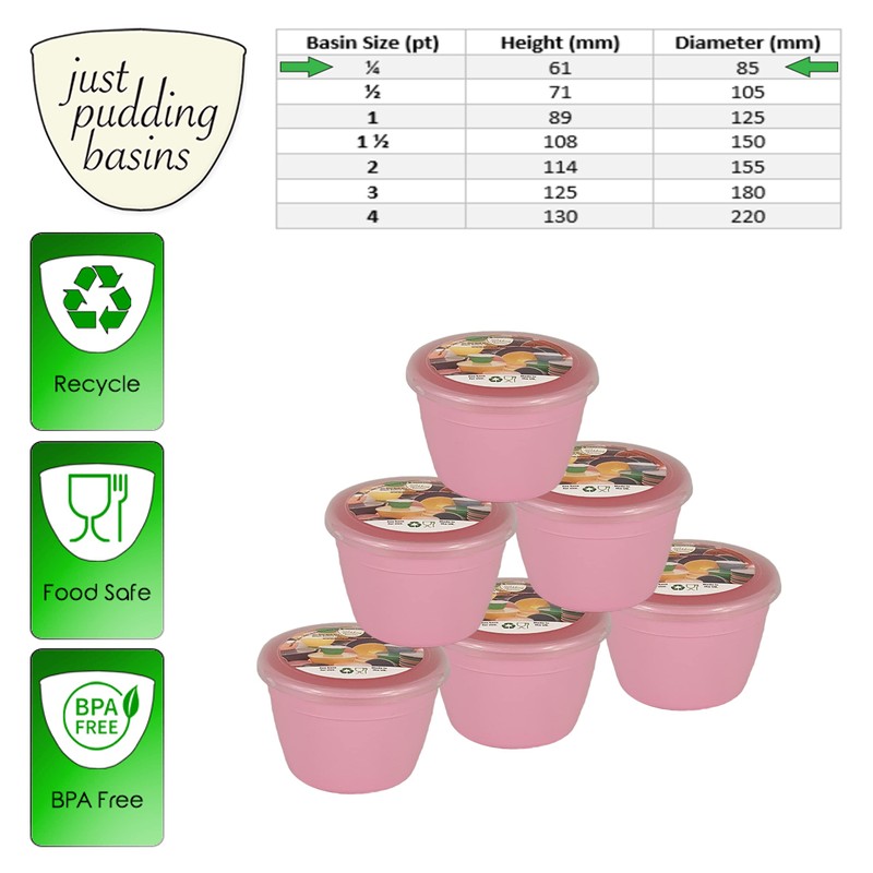 Just Pudding Basins Pastel Colours 1/4 Pint Small Basin and