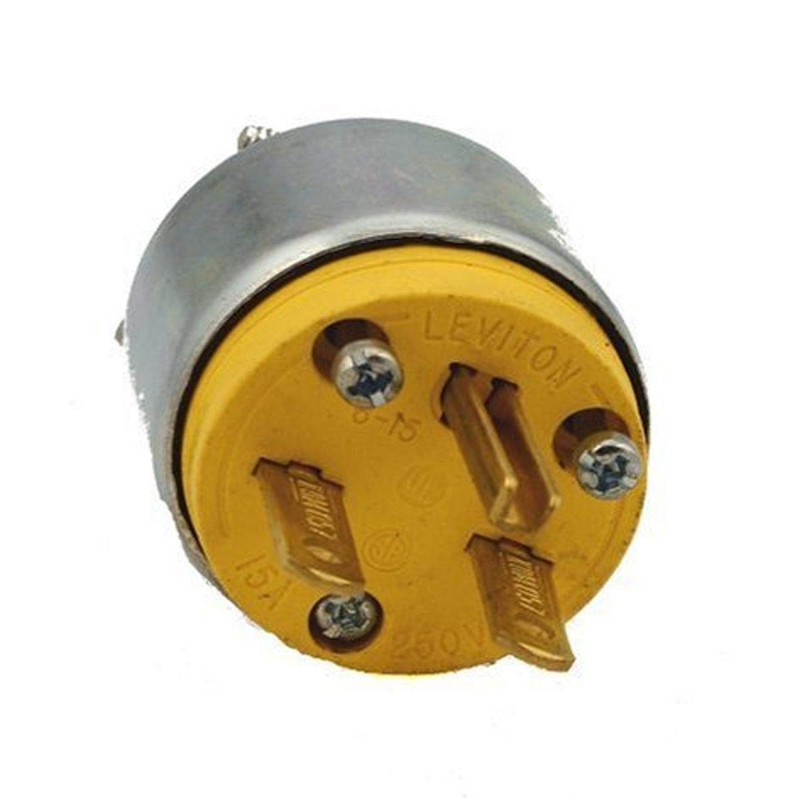 Leviton 15 Amp, 250 Volt Armored, Grounding Plug, Steel, 615PA