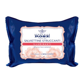 Acqua alle Rose, Salviettine Struccanti Illuminanti per Pelli Spente e Opache, con Vitamina C di Rosa Canina Energizzante, Azione Struccante su Viso, Occhi e Labbra, 20 Salviettine