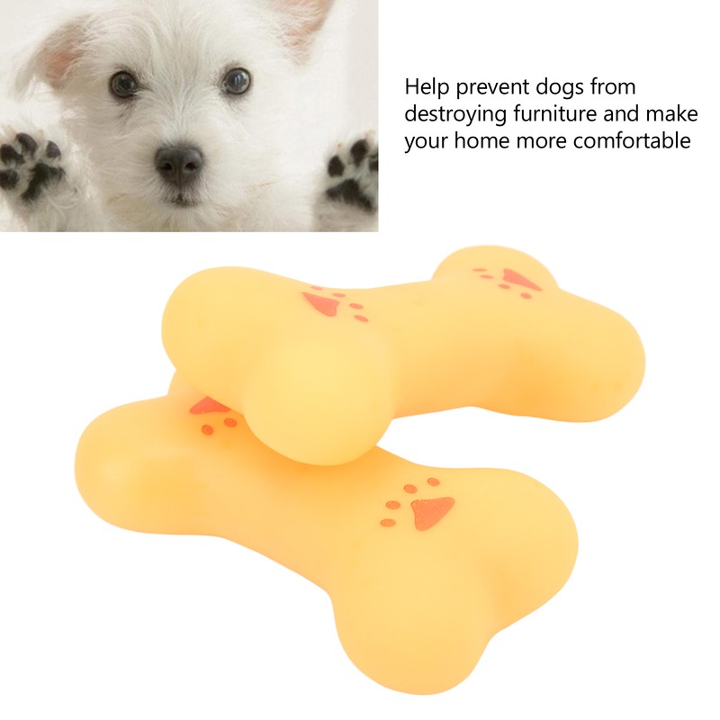 20pcs Rubber Dog Squeaky Bone Toy Teeth Cleaning Dog Bone