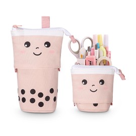 Xespis Pencil Case with Zip, Telescopic Pencil Case, pink, pencil case