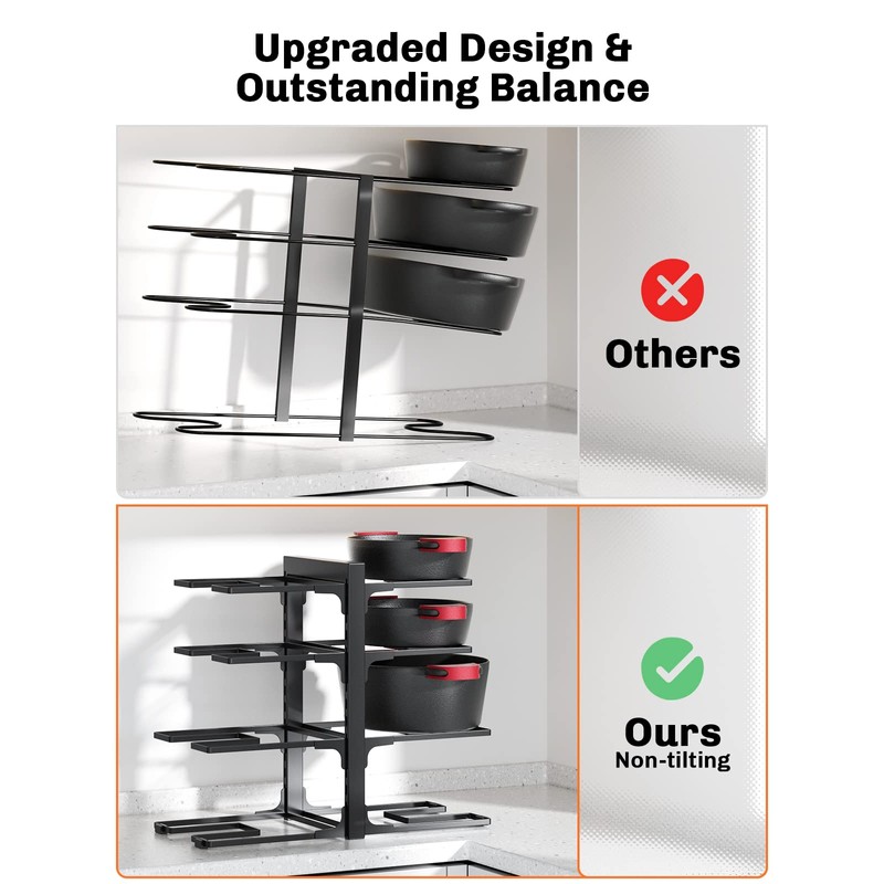 MUDEELA 8-Tier Pots and Pans Organizer under Cabinet, 15.83" Height