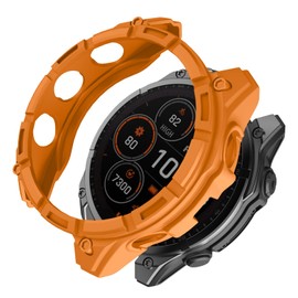 MYSNBKN Case Compatible with Garmin Fenix 8 51MM Cover Soft TPU Bumper Rugged Shock Proof Protective Shell for Garmin Fenix 8 51MM Watch Case(Orange)