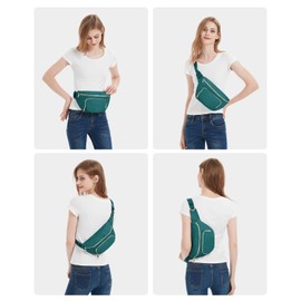 Bum Bag with Extender Strap Ladies Fanny Waist Pack with Three Pockets Waist Bag Women Large Capacity for Fashion Travel Dog Walking Hiking, Teal