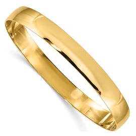 Gold Bangle Yellow 18k Filled Solid 10mm Bracelet Ladies Large 70mm