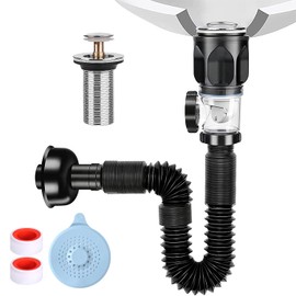 HHMIDS Desague para Lavabo, Kit de Drenaje para Lavabo de Baño, Flexible y Expandible Resistente A Los Olores, Tubo de Desague, para Orificio de Desagüe de 1-1/4" y 1-1/2"