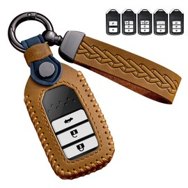 LETINGFAR Key Case, For Honda, Smart Key Case, Key Cover, 2/3/4J, Dedicated Design for Honda, Key Holder, New Freed Odyssey Step Wagon, Fit S660 CR-Z Vezel, Key Case, Braun