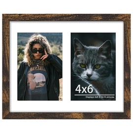 DUENPY 8x10 Double Picture Frame For Displaying Double 4x6 Picture Frame for Wall Mounting or Tabletop, Brown.