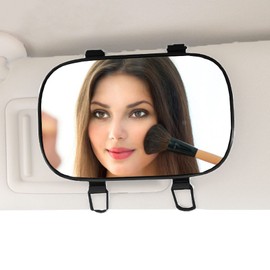 JONMON Car Visor Mirror - 6.7 Inch Auto Makeup Cosmetic Vanity Sun-Shading Mirror with Adjustable Double Elastic Clip Clamp Universal for Mount on Car Truck SUV Van Sun Visor (MAKEUP-096)