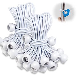 100 PCS Bungee Balls 6 Inch,White Tarp Ball Bungee with Balls Heavy Duty Canopy Tarp Tie Down Ball for Camping,Shelter,Cargo,Tent Poles-UV Resistant