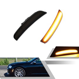 GTINTHEBOX Smoked Lens Front Amber Led Side Marker Light Kit for 2015 2016 2017 2018 2019 2020 2021 2022 2023 Chrysler 300