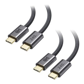 Cable Matters Paquete de 2 cables USB C de carga rápida de 240W - 6 pies, cable USBC a USBC, sin video, cable de carga rápida de 240W tipo C compatibl