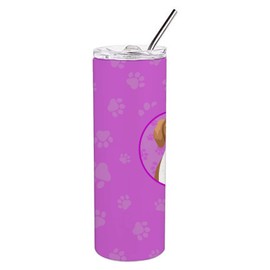 Caroline's Treasures WDK1240TBL20 Beagle Red and White Red Ticked #2 Stainless Steel 20 oz Skinny Tumbler, Pink Vacuum Double Walled Reusable Insulated Tumbler Travel Cup for Coffee Cocktails Gift wit