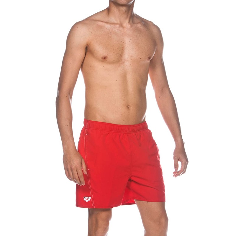 arena Men's Fundamentals Logo Beach Short, Red/White, Medium