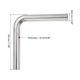 PATIKIL 90 Degree Sanitary Extended Pipe, 1inch OD Mandrel Bend Elbow Exhaust Pipe Straight Connector 304 Stainless Steel Extended Pipe for Welding Modified Stair Handrail HVAC