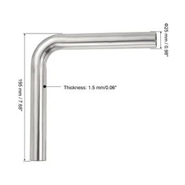 PATIKIL 90 Degree Sanitary Extended Pipe, 1inch OD Mandrel Bend Elbow Exhaust Pipe Straight Connector 304 Stainless Steel Extended Pipe for Welding Modified Stair Handrail HVAC