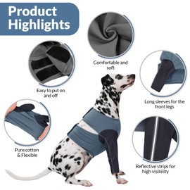 SAWMONG Dog Surgery Recovery Sleeve for Front Legs,Dog Recovery Suit to Stop Licking,Dog Recovery Sleeve for Wounds,Dog Elbow Protector for Leg Injuries,Dog Cone Collar Alternative Blue-XS