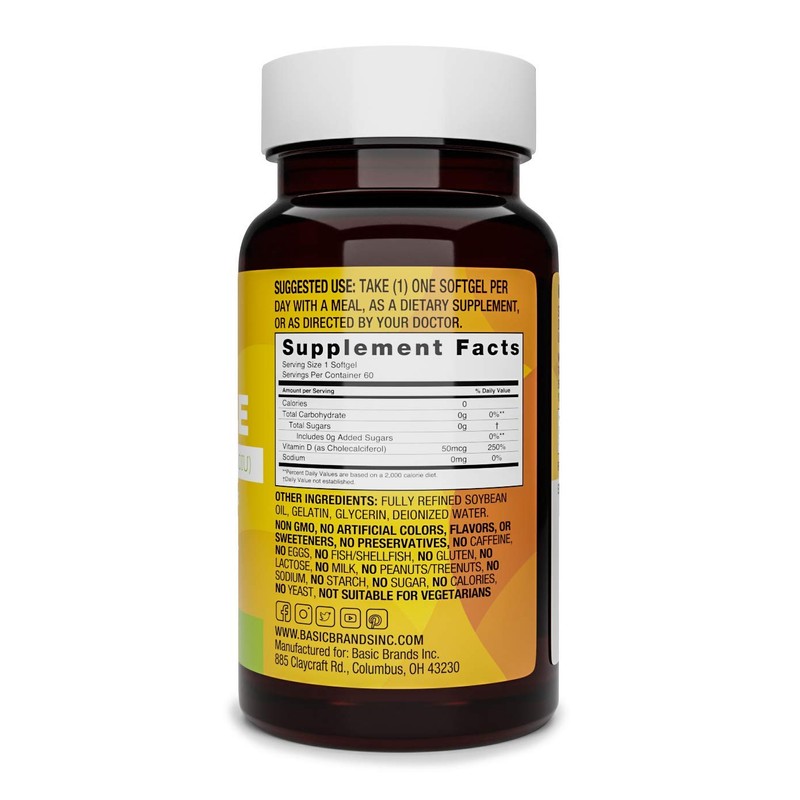 Basic Brands Happy Sunshine Vitamin D3 – 2000 IU (50
