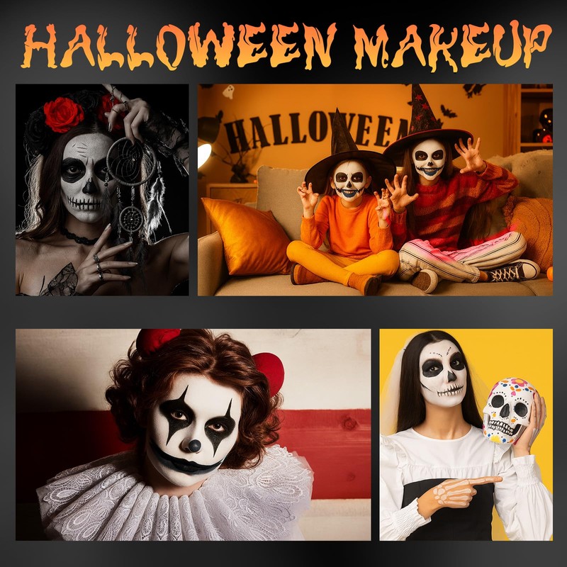Black and White Face Paint for Halloween Vampire Zombie Makeup