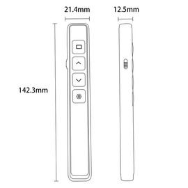 Neoreser Wireless Presenter, 2.4 GHz Wireless USB PPT Presenter Remote Control, 50 m Remote Control Distance, Supports Hyperlink and USB Charging (Black)