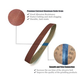 1/2 X 18 Inch Sanding Belt, 60 Grit Aluminum Oxide Craftmas Belt Sandpaper for Mini Air Belt Sander, 24 Pack(1/2x18 Inch,60 Grit)