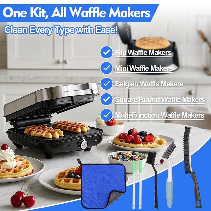XANGNIER 6 Pcs Waffle Makers Clean Brush Kit for Belgian/Classic/Flip/Mini