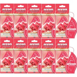 Areon Mon Auto Lufterfrischer Wassermelone Duft Autoduft Rot Anhänger Hängend Aufhängen Spiegel Pappe 2D Wohnung (Watermelon Set Pack x 10)