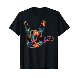 Floral I Love You Sign Language Fingerspelling T-Shirt