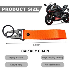 ZNDAW Motorcycle Keychain, Fabric Multifunctional Motorcycle Key Chain Holder, Anti-Lost Wrist Lanyard Key Chain (Orange)