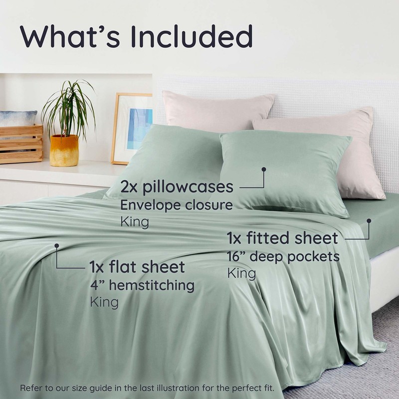 Bambaw King Sheets Set 4pcs – 100% Viscose Derived from